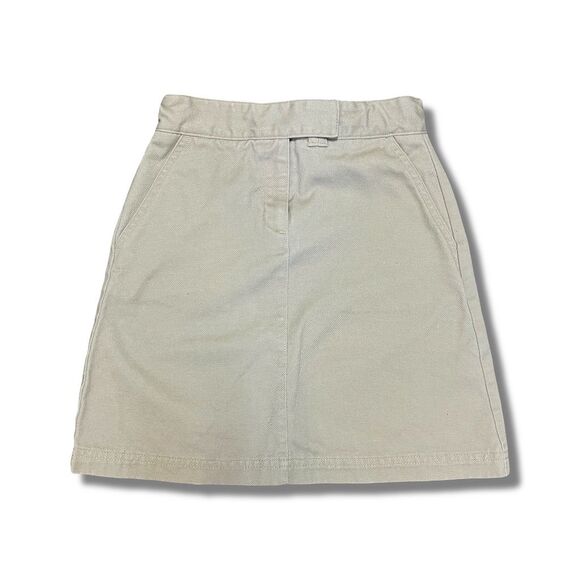 🌟 IZOD School Uniform Girl's A-Line Skirt Beige Knee Length Size 7 Zip Closure 🌟 - Picture 1 of 4